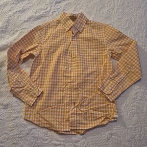 Crewcuts boys size 6/7 orange and white long sleeve gingham shirt EUC